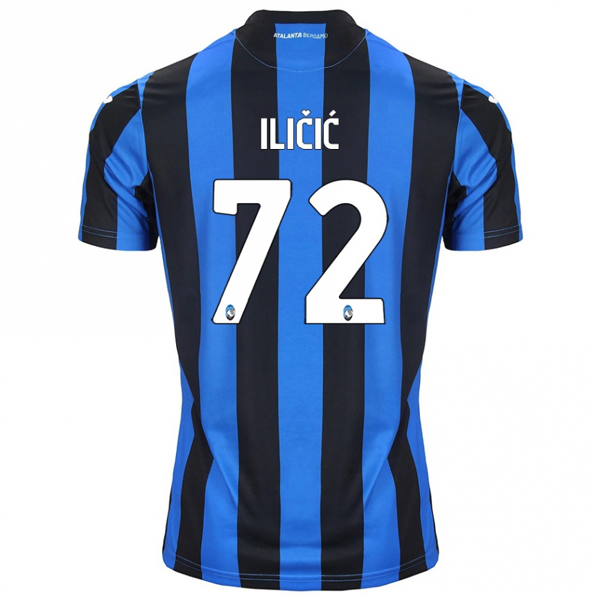 Gyermek Labdarúgás Josip Ilicic #72 Kék Fekete Hazai Jersey 2024/25 Mez Póló Ing