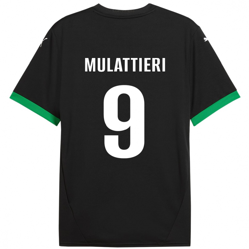 Gyermek Labdarúgás Samuele Mulattieri #9 Fekete Sötétzöld Hazai Jersey 2024/25 Mez Póló Ing