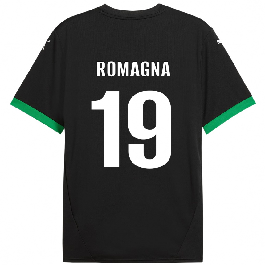 Gyermek Labdarúgás Filippo Romagna #19 Fekete Sötétzöld Hazai Jersey 2024/25 Mez Póló Ing