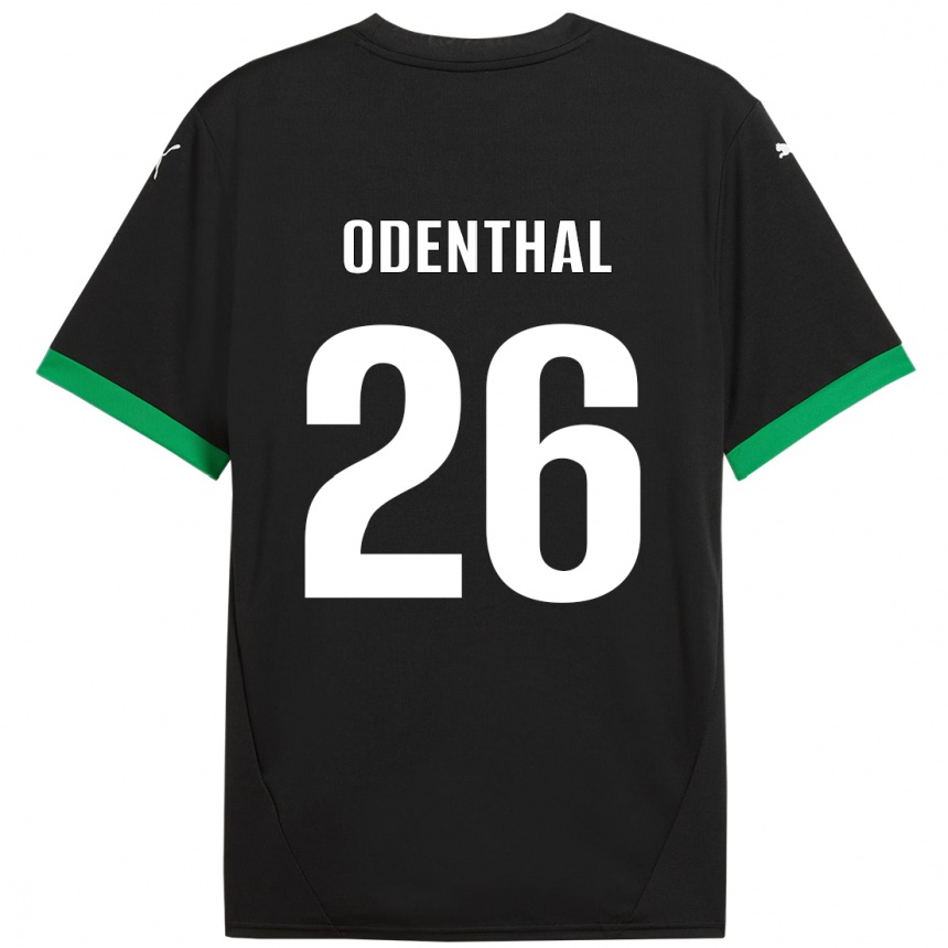 Gyermek Labdarúgás Cas Odenthal #26 Fekete Sötétzöld Hazai Jersey 2024/25 Mez Póló Ing