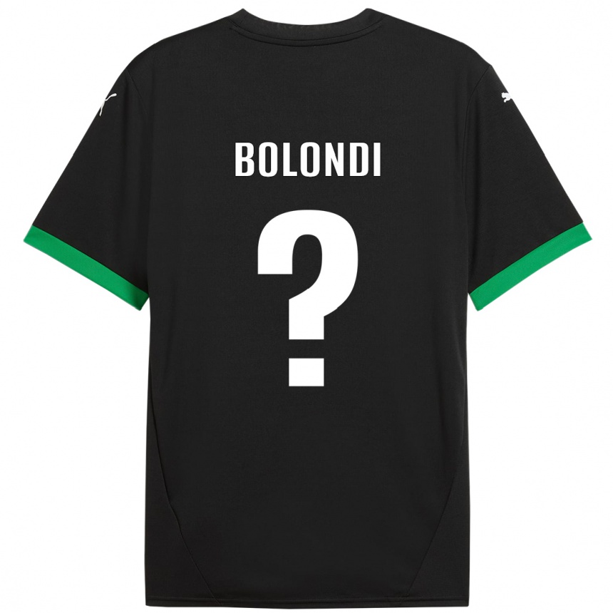 Gyermek Labdarúgás Francesco Bolondi #0 Fekete Sötétzöld Hazai Jersey 2024/25 Mez Póló Ing