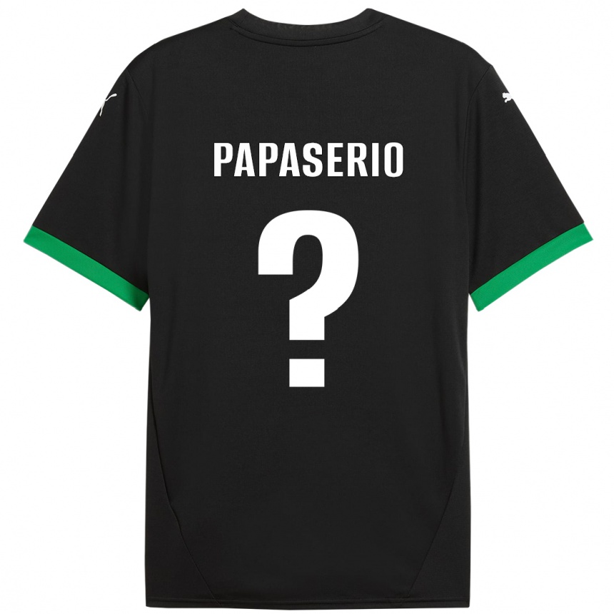 Gyermek Labdarúgás Gabriele Papaserio #0 Fekete Sötétzöld Hazai Jersey 2024/25 Mez Póló Ing