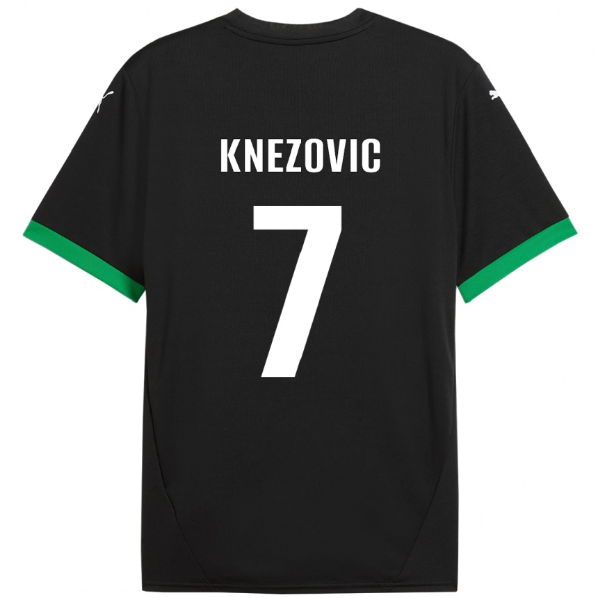 Gyermek Labdarúgás Borna Knezovic #7 Fekete Sötétzöld Hazai Jersey 2024/25 Mez Póló Ing