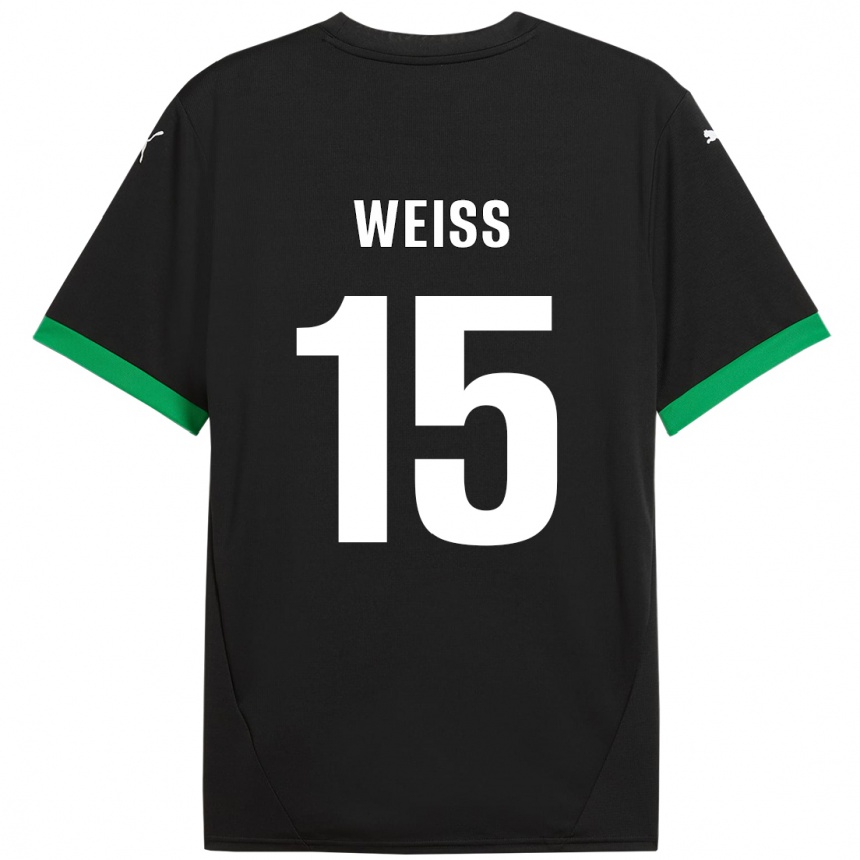 Gyermek Labdarúgás David Weiss #15 Fekete Sötétzöld Hazai Jersey 2024/25 Mez Póló Ing