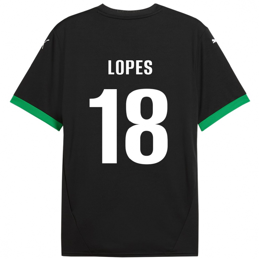 Gyermek Labdarúgás Emerick Lopes #18 Fekete Sötétzöld Hazai Jersey 2024/25 Mez Póló Ing