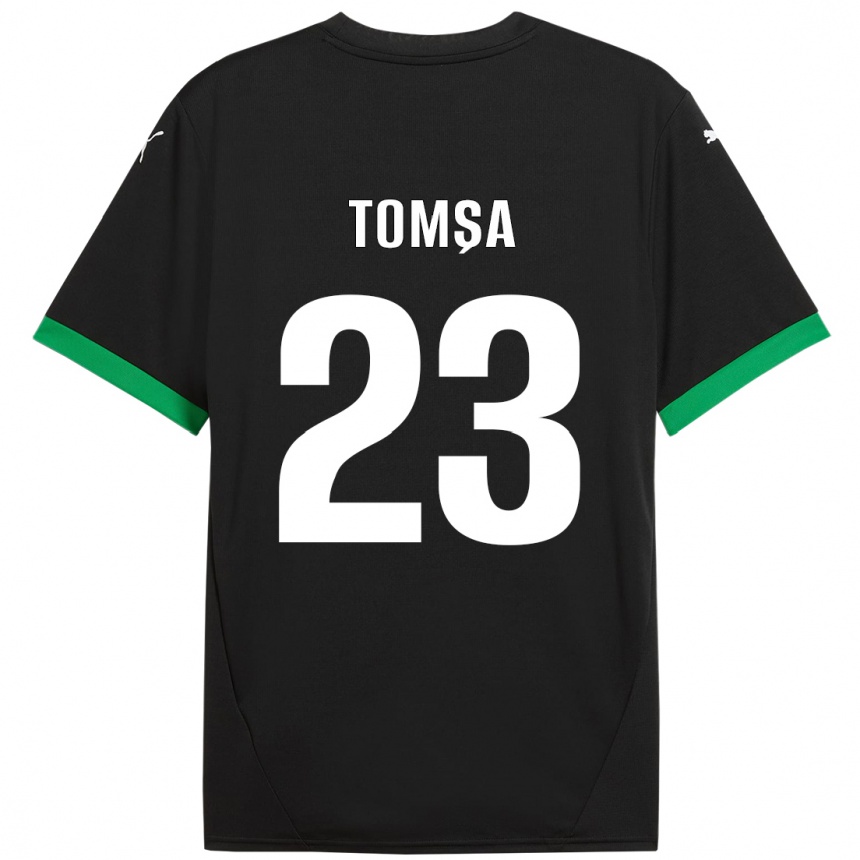 Gyermek Labdarúgás Troy Tomșa #23 Fekete Sötétzöld Hazai Jersey 2024/25 Mez Póló Ing