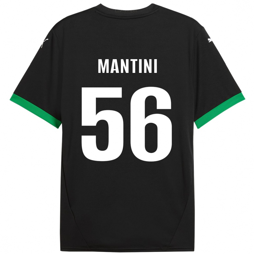 Gyermek Labdarúgás Raffaele Mantini #56 Fekete Sötétzöld Hazai Jersey 2024/25 Mez Póló Ing