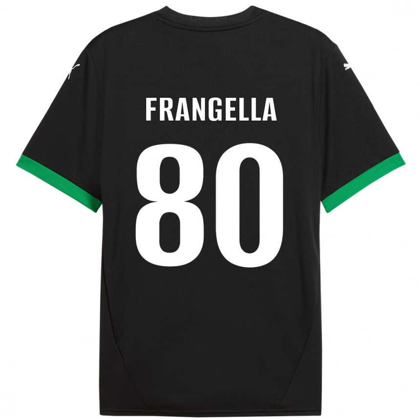 Gyermek Labdarúgás Christian Frangella #80 Fekete Sötétzöld Hazai Jersey 2024/25 Mez Póló Ing