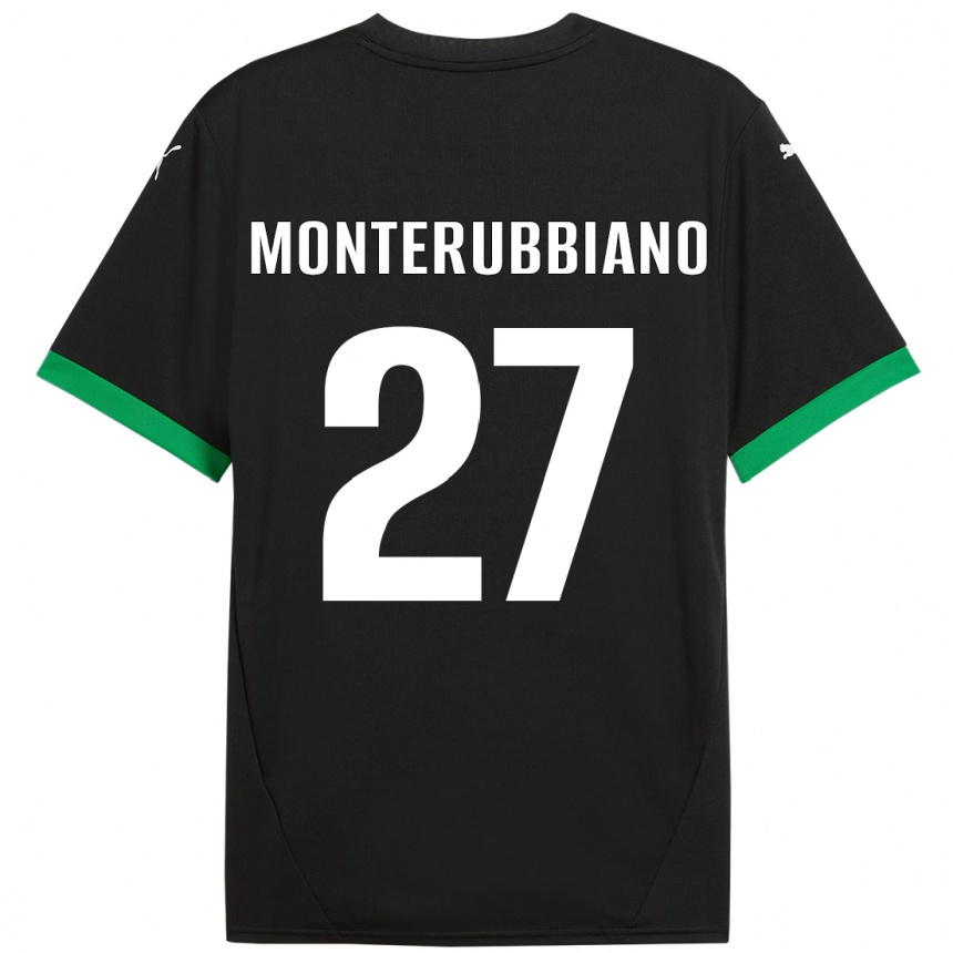 Gyermek Labdarúgás Valeria Monterubbiano #27 Fekete Sötétzöld Hazai Jersey 2024/25 Mez Póló Ing