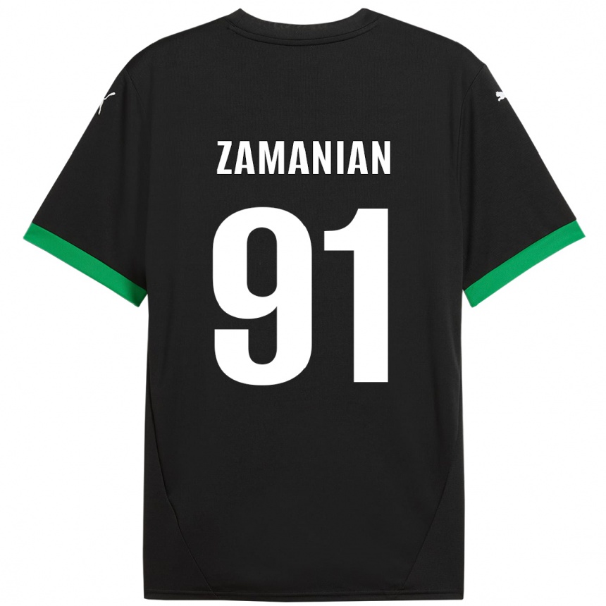 Gyermek Labdarúgás Annahita Zamanian #91 Fekete Sötétzöld Hazai Jersey 2024/25 Mez Póló Ing