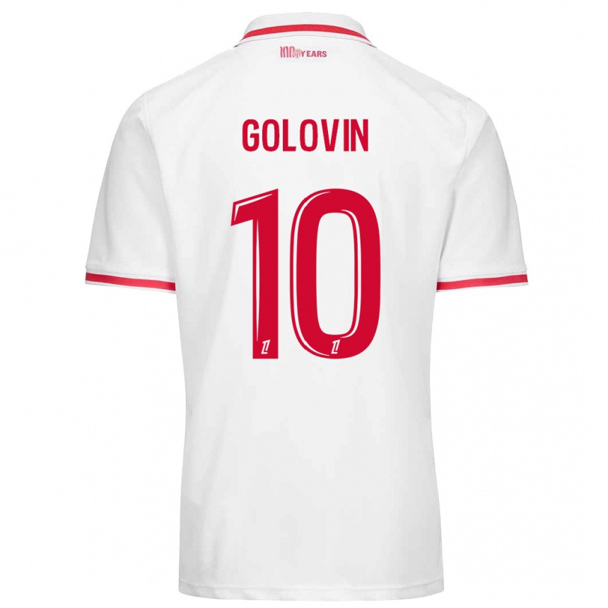 Gyermek Labdarúgás Aleksandr Golovin #10 Fehér Piros Hazai Jersey 2024/25 Mez Póló Ing