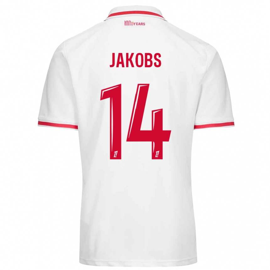 Gyermek Labdarúgás Ismail Jakobs #14 Fehér Piros Hazai Jersey 2024/25 Mez Póló Ing