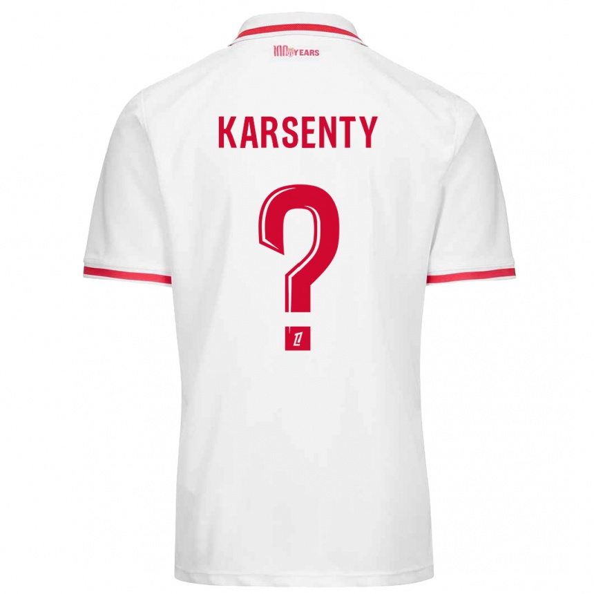 Gyermek Labdarúgás Kylian Karsenty #0 Fehér Piros Hazai Jersey 2024/25 Mez Póló Ing