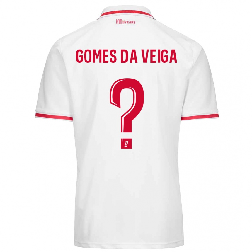 Gyermek Labdarúgás Melvin Gomes Da Veiga #0 Fehér Piros Hazai Jersey 2024/25 Mez Póló Ing