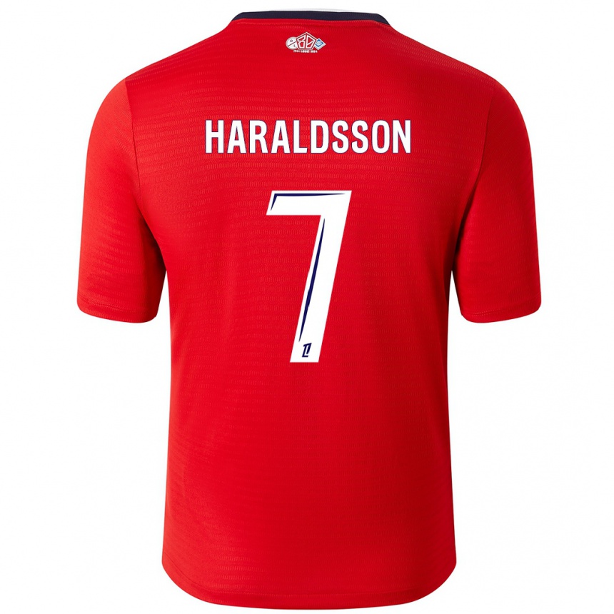 Gyermek Labdarúgás Hákon Arnar Haraldsson #7 Piros Fehér Hazai Jersey 2024/25 Mez Póló Ing