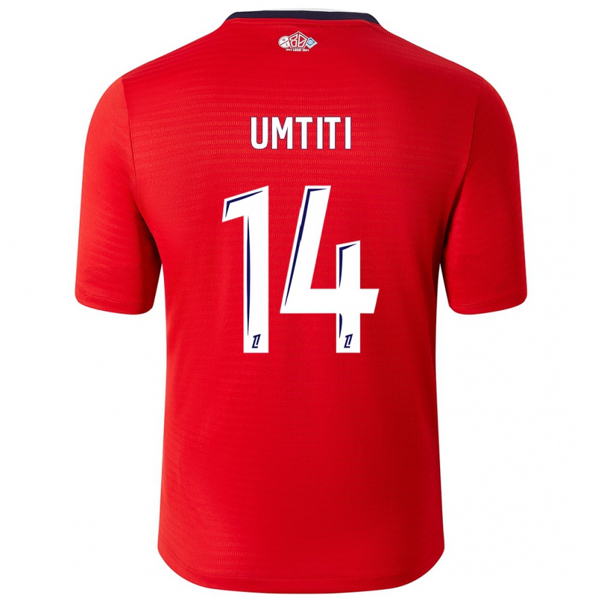 Gyermek Labdarúgás Samuel Umtiti #14 Piros Fehér Hazai Jersey 2024/25 Mez Póló Ing