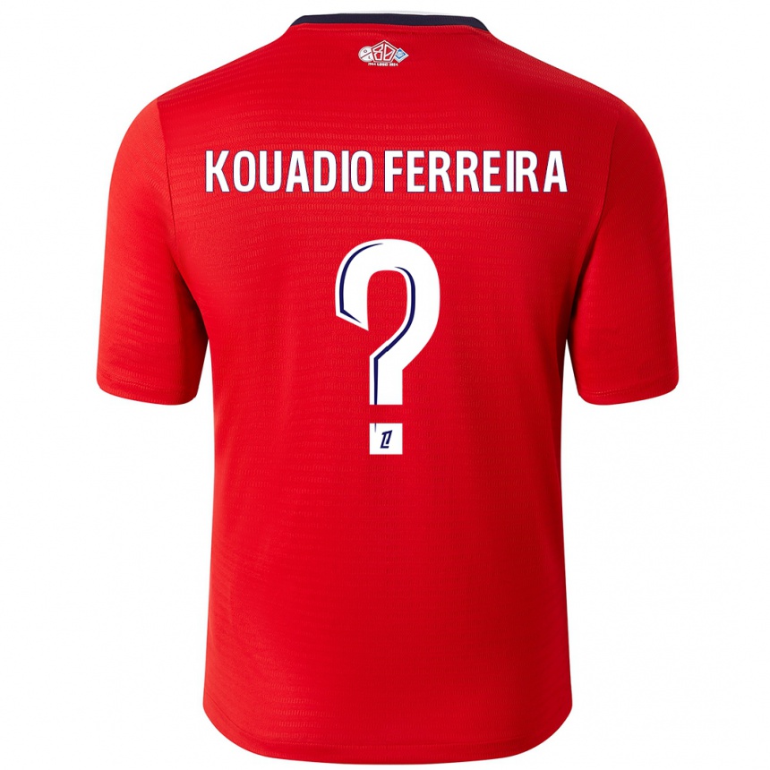 Gyermek Labdarúgás Wilfrid Kouadio Ferreira #0 Piros Fehér Hazai Jersey 2024/25 Mez Póló Ing