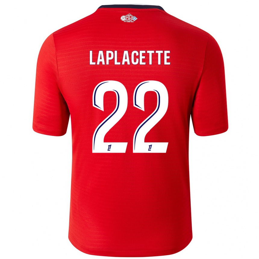 Gyermek Labdarúgás Tess Laplacette #22 Piros Fehér Hazai Jersey 2024/25 Mez Póló Ing