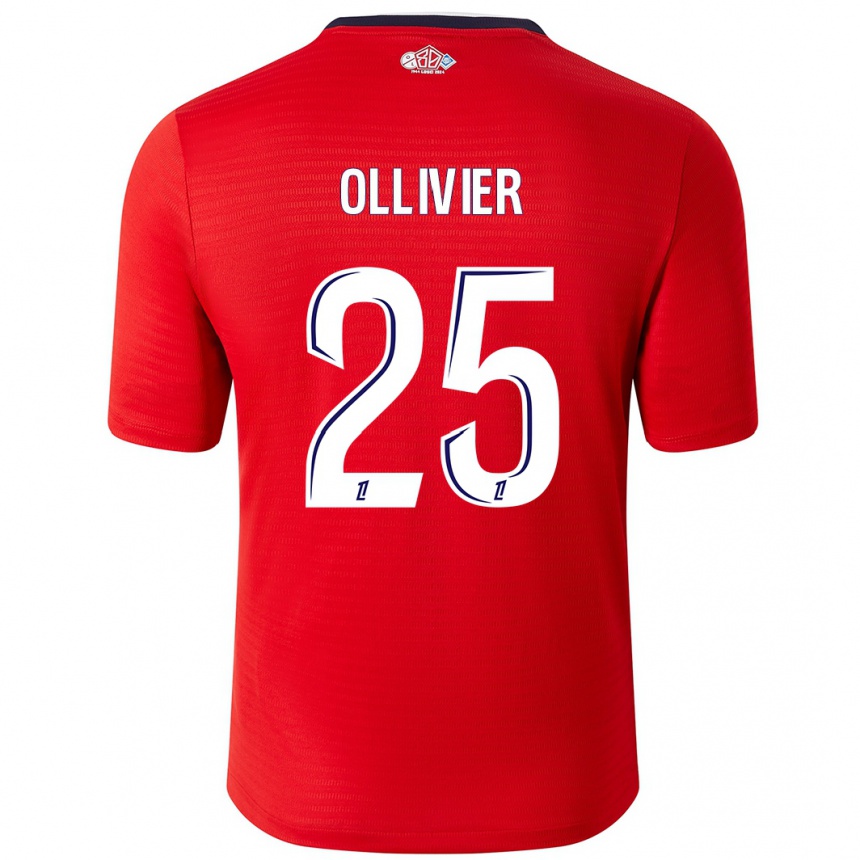 Gyermek Labdarúgás Agathe Ollivier #25 Piros Fehér Hazai Jersey 2024/25 Mez Póló Ing