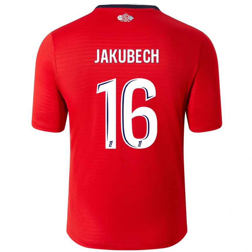 Gyermek Labdarúgás Adam Jakubech #16 Piros Fehér Hazai Jersey 2024/25 Mez Póló Ing