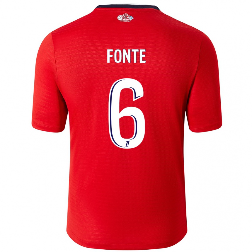 Gyermek Labdarúgás Jose Fonte #6 Piros Fehér Hazai Jersey 2024/25 Mez Póló Ing