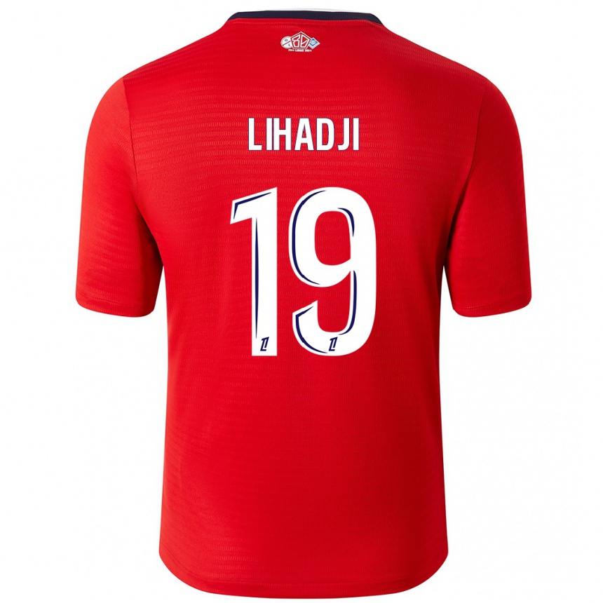 Gyermek Labdarúgás Isaac Lihadji #19 Piros Fehér Hazai Jersey 2024/25 Mez Póló Ing