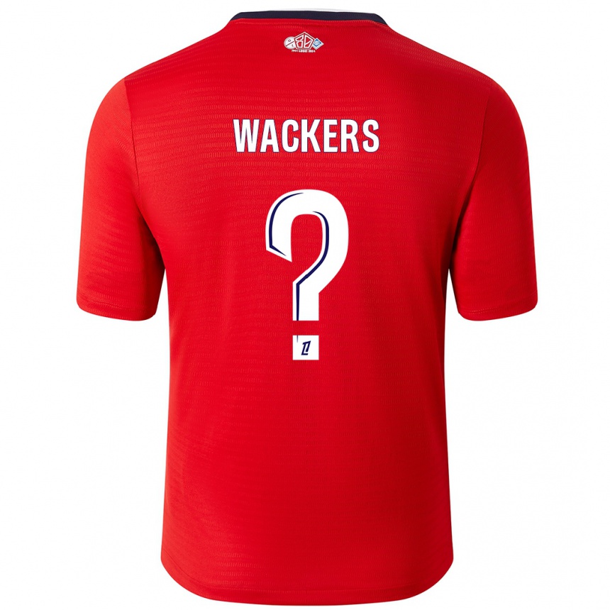 Gyermek Labdarúgás Maxime Wackers #0 Piros Fehér Hazai Jersey 2024/25 Mez Póló Ing