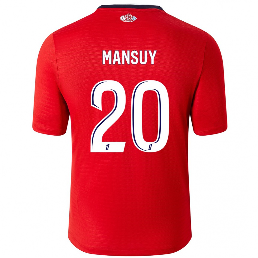 Gyermek Labdarúgás Heloise Mansuy #20 Piros Fehér Hazai Jersey 2024/25 Mez Póló Ing