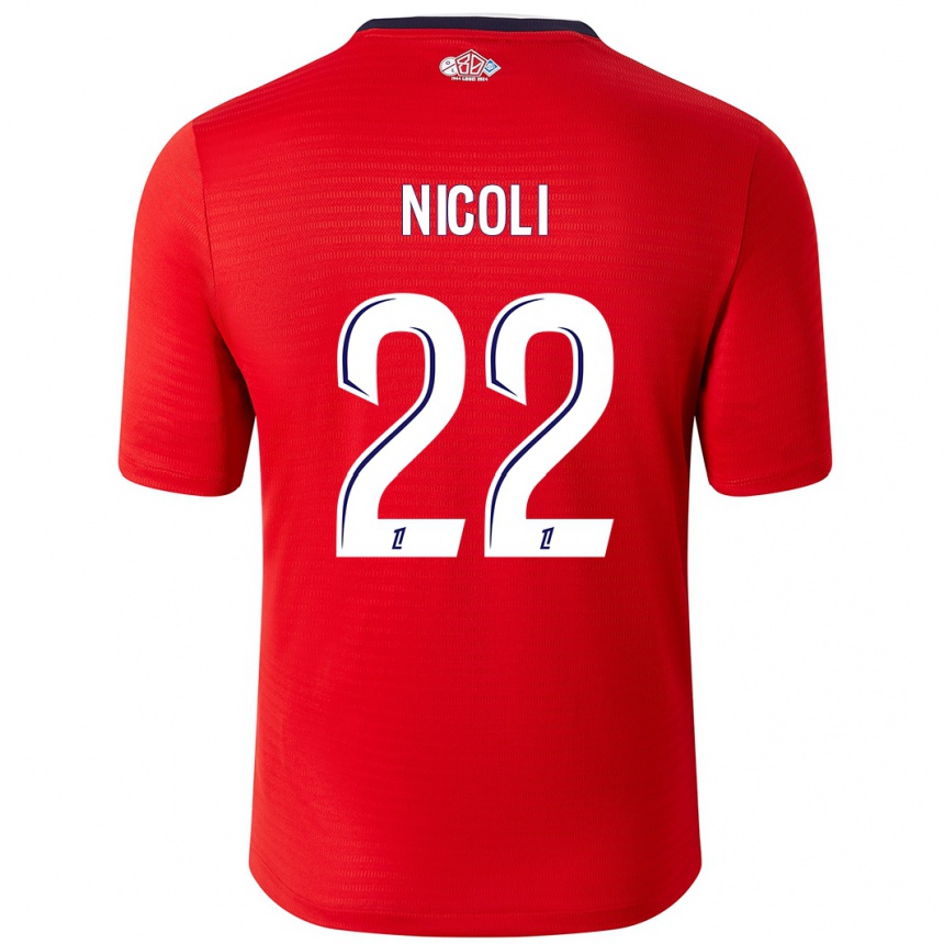 Gyermek Labdarúgás Morgane Nicoli #22 Piros Fehér Hazai Jersey 2024/25 Mez Póló Ing