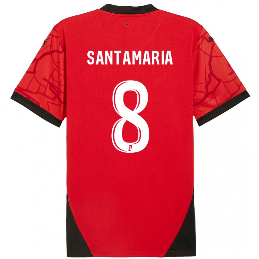 Gyermek Labdarúgás Baptiste Santamaria #8 Piros Fekete Hazai Jersey 2024/25 Mez Póló Ing