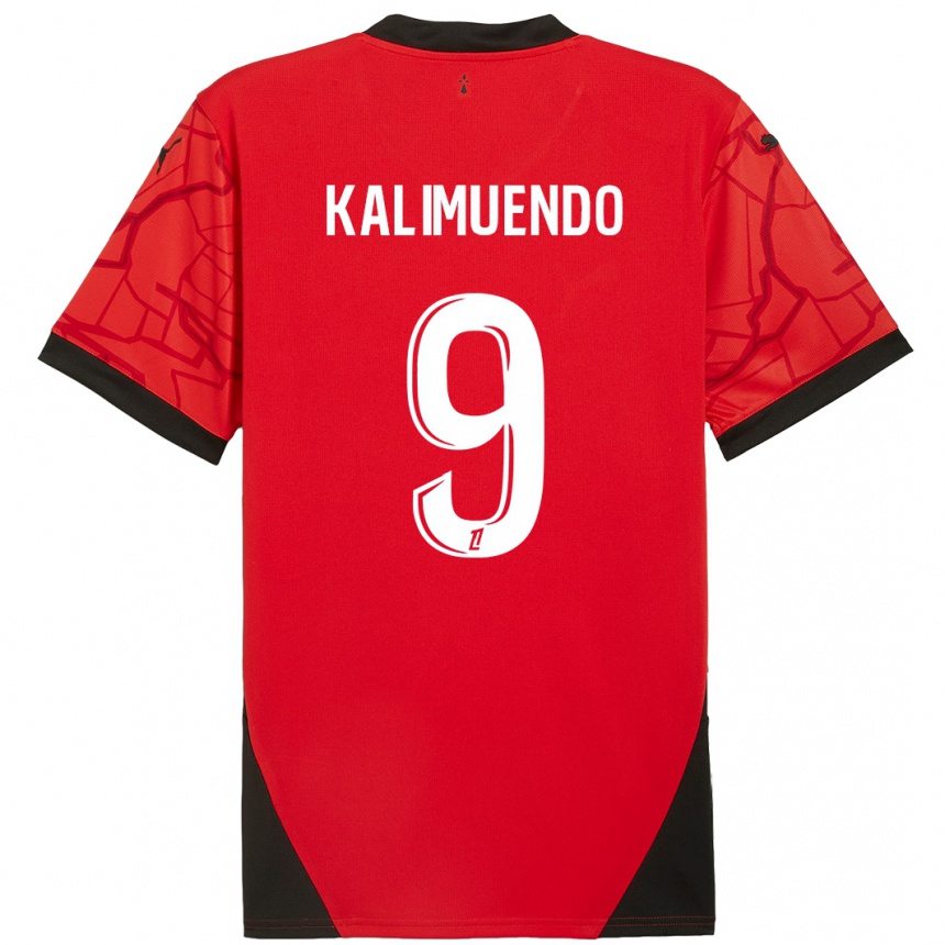 Gyermek Labdarúgás Arnaud Kalimuendo #9 Piros Fekete Hazai Jersey 2024/25 Mez Póló Ing