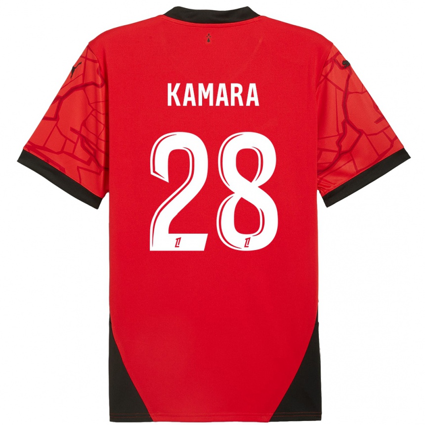 Gyermek Labdarúgás Glen Kamara #28 Piros Fekete Hazai Jersey 2024/25 Mez Póló Ing