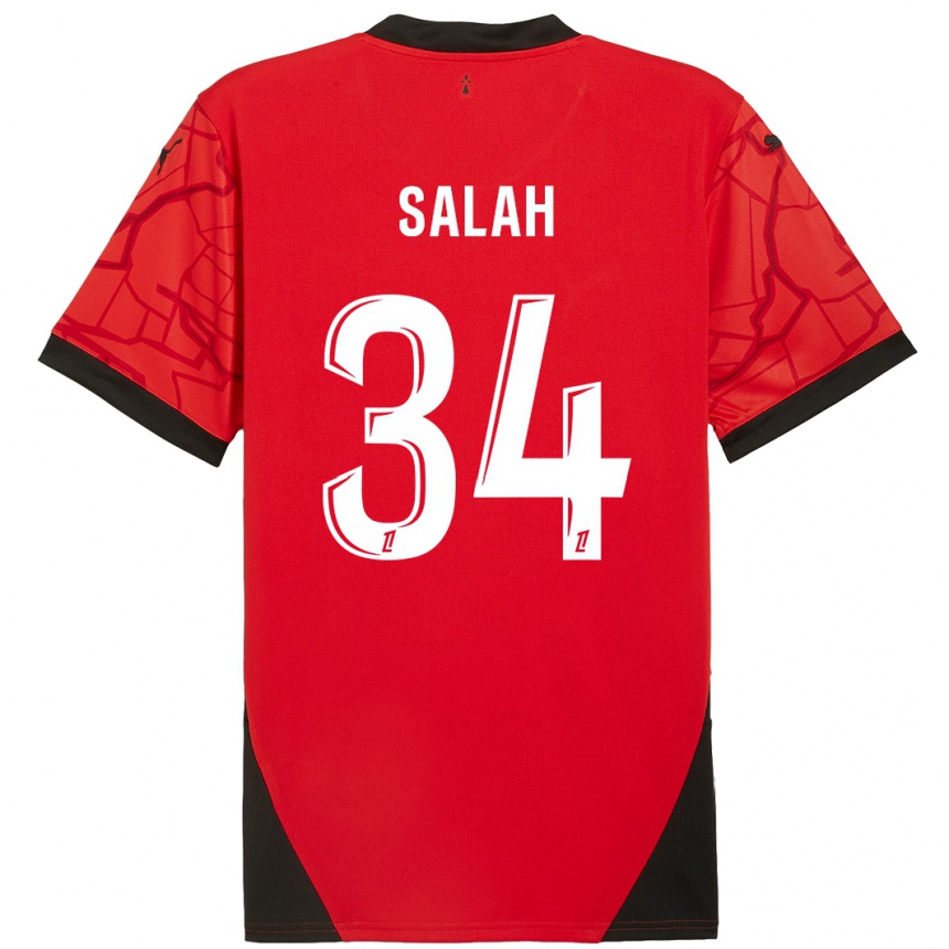 Gyermek Labdarúgás Ibrahim Salah #34 Piros Fekete Hazai Jersey 2024/25 Mez Póló Ing