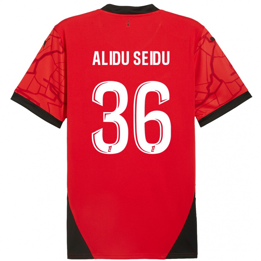 Gyermek Labdarúgás Alidu Seidu #36 Piros Fekete Hazai Jersey 2024/25 Mez Póló Ing