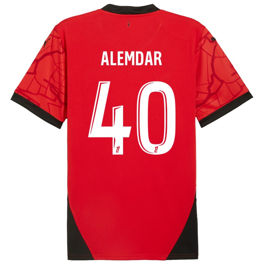 Gyermek Labdarúgás Doğan Alemdar #40 Piros Fekete Hazai Jersey 2024/25 Mez Póló Ing