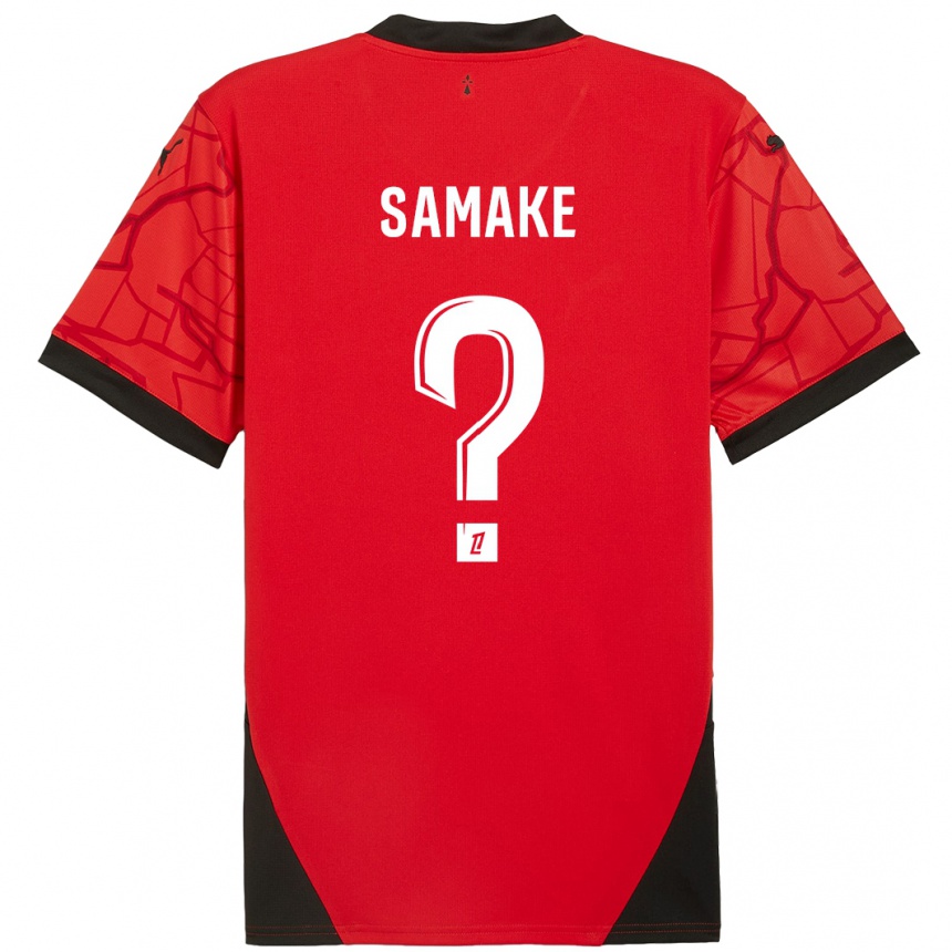 Gyermek Labdarúgás Wilson Samaké #0 Piros Fekete Hazai Jersey 2024/25 Mez Póló Ing