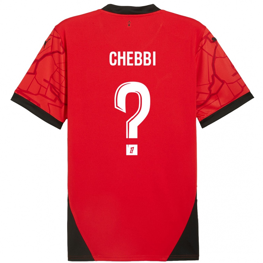 Gyermek Labdarúgás Mohamed Chebbi #0 Piros Fekete Hazai Jersey 2024/25 Mez Póló Ing