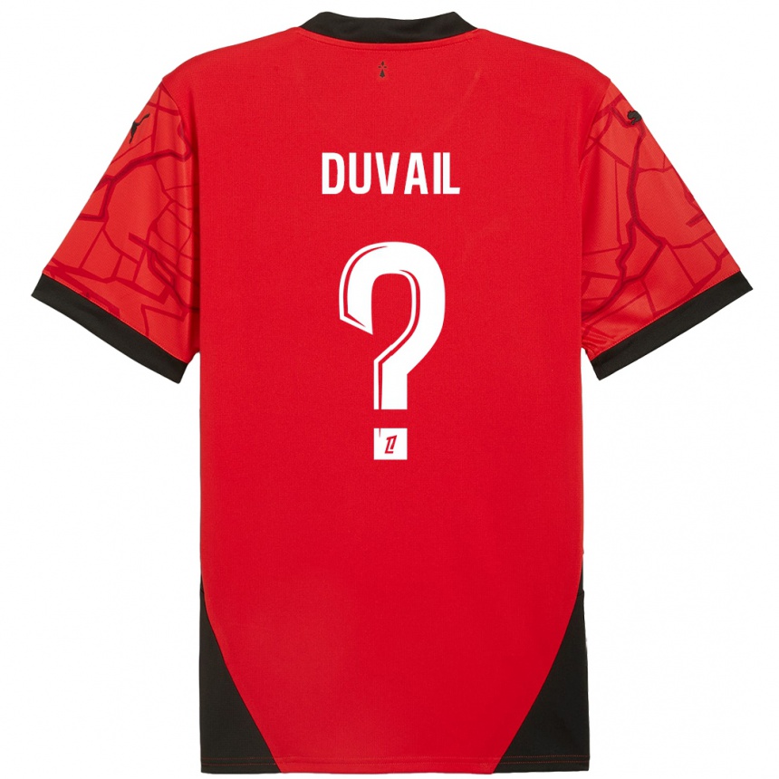 Gyermek Labdarúgás Jules Duvail #0 Piros Fekete Hazai Jersey 2024/25 Mez Póló Ing