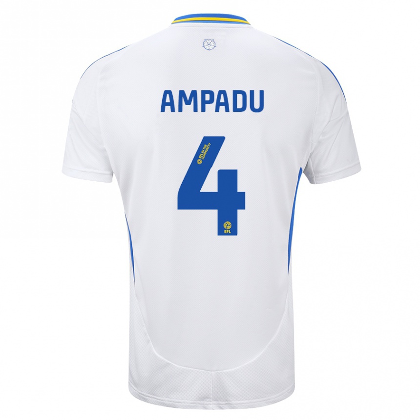 Gyermek Labdarúgás Ethan Ampadu #4 Fehér Kék Hazai Jersey 2024/25 Mez Póló Ing