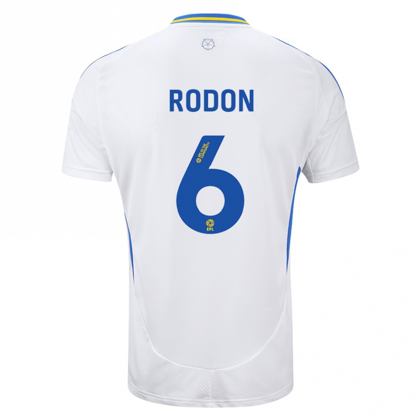 Gyermek Labdarúgás Joe Rodon #6 Fehér Kék Hazai Jersey 2024/25 Mez Póló Ing