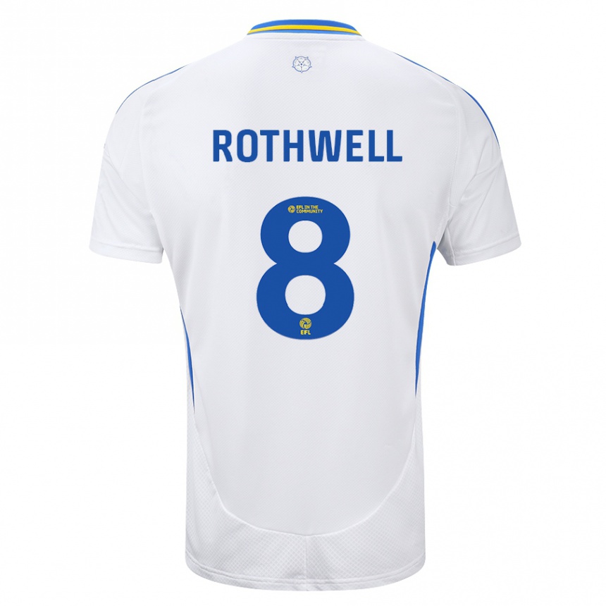 Gyermek Labdarúgás Joe Rothwell #8 Fehér Kék Hazai Jersey 2024/25 Mez Póló Ing