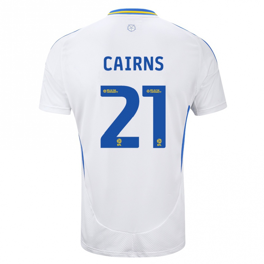 Gyermek Labdarúgás Alex Cairns #21 Fehér Kék Hazai Jersey 2024/25 Mez Póló Ing