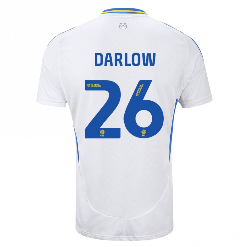 Gyermek Labdarúgás Karl Darlow #26 Fehér Kék Hazai Jersey 2024/25 Mez Póló Ing