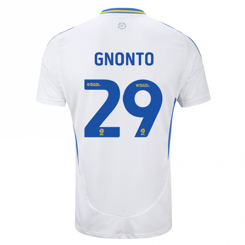 Gyermek Labdarúgás Wilfried Gnonto #29 Fehér Kék Hazai Jersey 2024/25 Mez Póló Ing