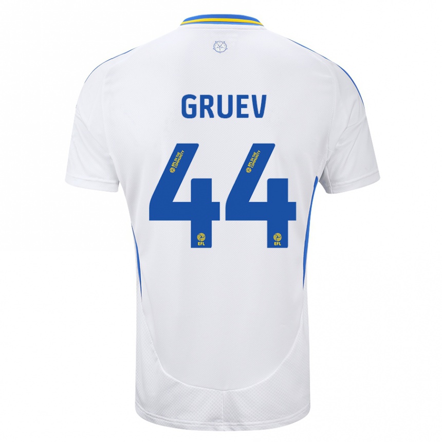 Gyermek Labdarúgás Ilia Gruev #44 Fehér Kék Hazai Jersey 2024/25 Mez Póló Ing