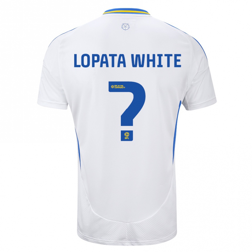 Gyermek Labdarúgás Reuben Lopata-White #0 Fehér Kék Hazai Jersey 2024/25 Mez Póló Ing