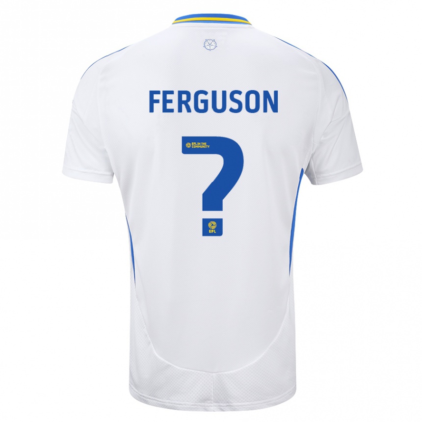 Gyermek Labdarúgás Connor Ferguson #0 Fehér Kék Hazai Jersey 2024/25 Mez Póló Ing