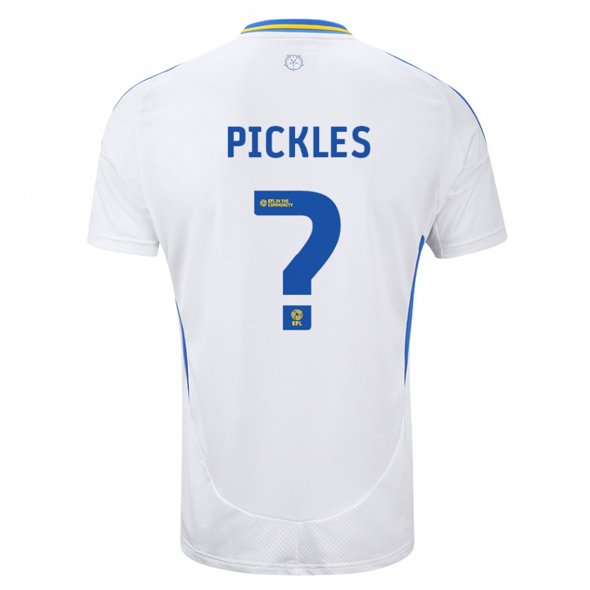 Gyermek Labdarúgás Ollie Pickles #0 Fehér Kék Hazai Jersey 2024/25 Mez Póló Ing