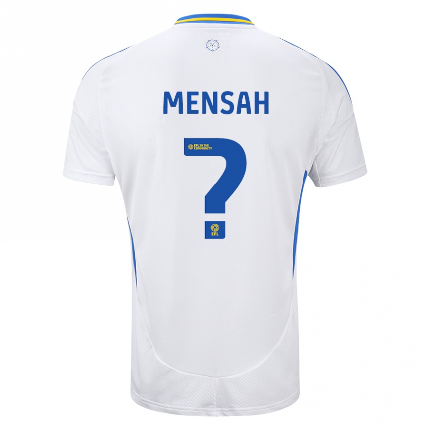 Gyermek Labdarúgás Kenneth Mensah #0 Fehér Kék Hazai Jersey 2024/25 Mez Póló Ing