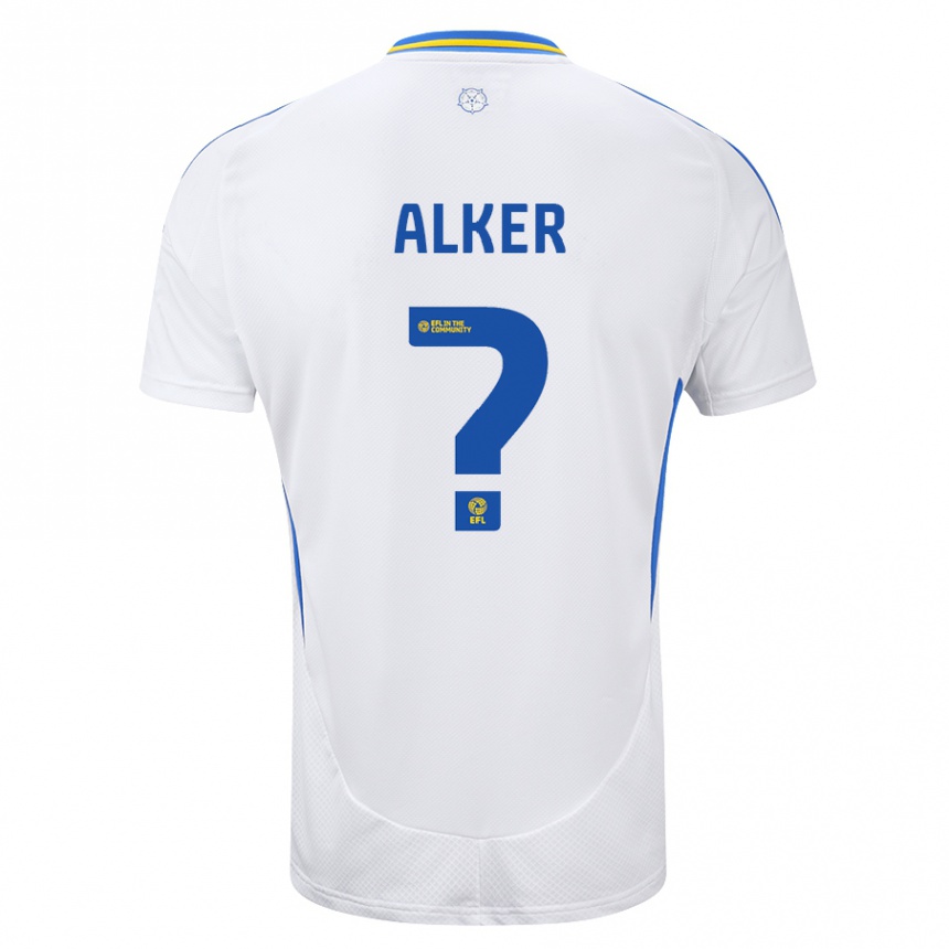 Gyermek Labdarúgás Samuel Alker #0 Fehér Kék Hazai Jersey 2024/25 Mez Póló Ing